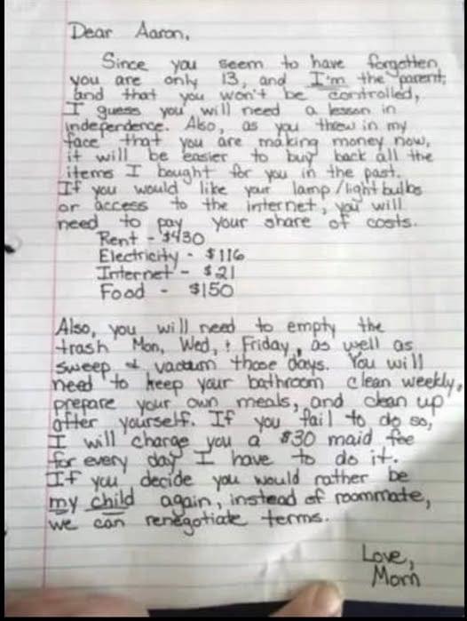 Mom leaves powerful note on “disrespectful” son’s door